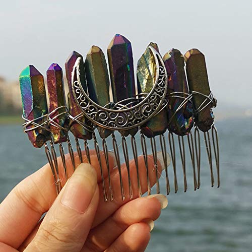 Horquilla para el pelo con cristales de imitación de arcoíris y degradado, diseño de ángel y aura, para novia