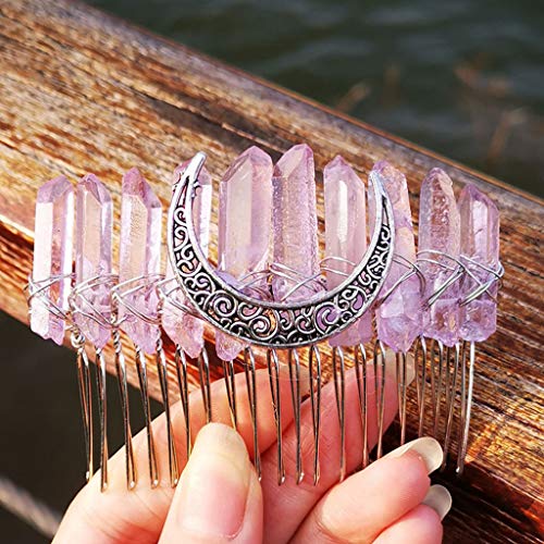 Horquilla para el pelo con cristales de imitación de arcoíris y degradado, diseño de ángel y aura, para novia