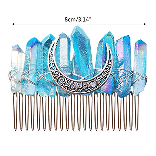 Horquilla para el pelo con cristales de imitación de arcoíris y degradado, diseño de ángel y aura, para novia