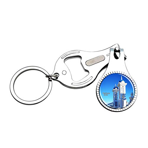 Hqiyaols Keychain España Casco Antiguo Benidorm Cortaúñas Abridor de Botellas Lima de uñas Llavero Cristal Acero Inoxidable Multifuncional Recuerdo Regalo
