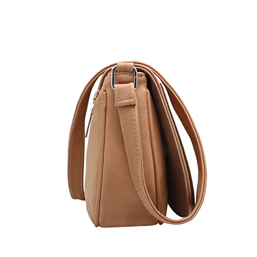 HR-International Bolso De Hombro PU Cuero, Mini Bolsa Bandolera De Mano Marrón Vintage Retro Bolsa de Mensajero