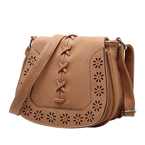 HR-International Bolso De Hombro PU Cuero, Mini Bolsa Bandolera De Mano Marrón Vintage Retro Bolsa de Mensajero