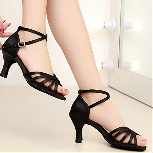 HROYL Zapatos de Baile Latino Mujer Salsa Tango Bachata Vals Zapatos de Baile de Salon,213-Negro-7, EU 37
