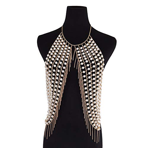 HSCRTD-Chal de Moda Sexy Night Club de Perlas a la Cadena Seaside Viajes Euramerican Exterior Abierta y Cadena Horquilla suspensión Cuerpo