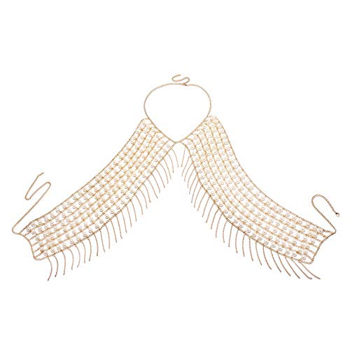 HSCRTD-Chal de Moda Sexy Night Club de Perlas a la Cadena Seaside Viajes Euramerican Exterior Abierta y Cadena Horquilla suspensión Cuerpo