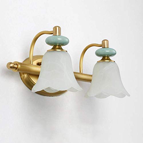 HSJQD Espejo LED Faro del Cuarto de baño de Cobre de Maquillaje Vestir lámpara Espejo de Pared del gabinete de la lámpara,40x18cm