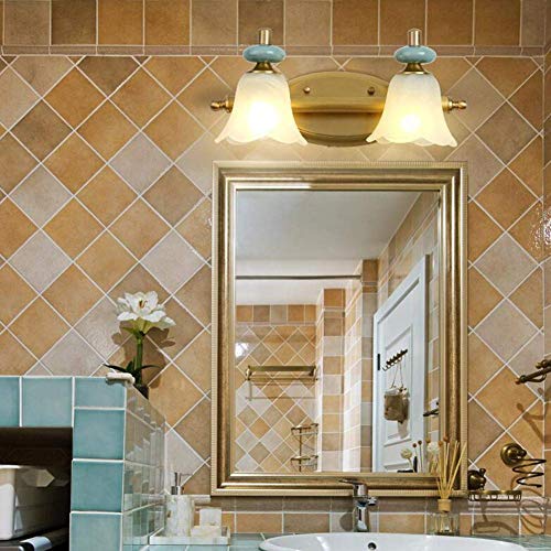 HSJQD Espejo LED Faro del Cuarto de baño de Cobre de Maquillaje Vestir lámpara Espejo de Pared del gabinete de la lámpara,40x18cm