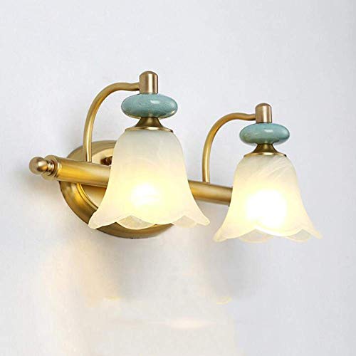 HSJQD Espejo LED Faro del Cuarto de baño de Cobre de Maquillaje Vestir lámpara Espejo de Pared del gabinete de la lámpara,40x18cm