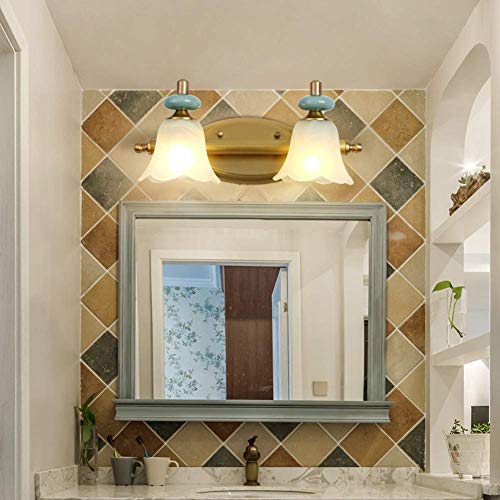 HSJQD Espejo LED Faro del Cuarto de baño de Cobre de Maquillaje Vestir lámpara Espejo de Pared del gabinete de la lámpara,40x18cm