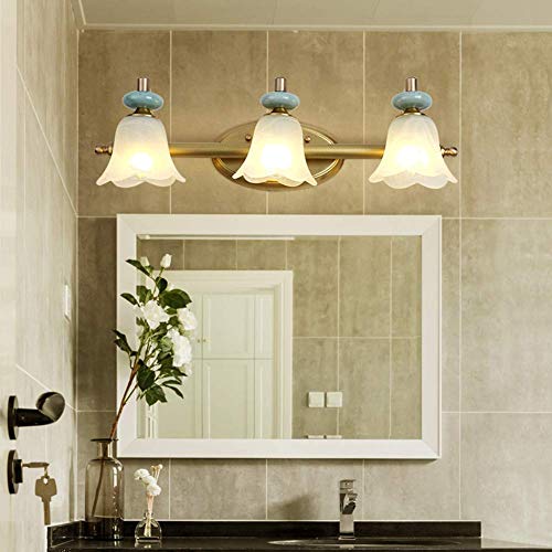HSJQD Espejo LED Faro del Cuarto de baño de Cobre de Maquillaje Vestir lámpara Espejo de Pared del gabinete de la lámpara,60x18cm