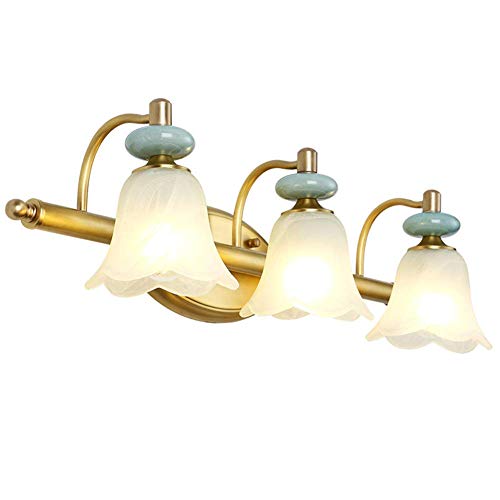 HSJQD Espejo LED Faro del Cuarto de baño de Cobre de Maquillaje Vestir lámpara Espejo de Pared del gabinete de la lámpara,60x18cm