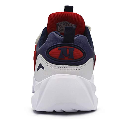 HSNA Zapatillas Niños Velcro Zapatos de Gimnasia para Caminar Ligero Trainers Kids(Azul Oscuro y Rojo 36 EU)