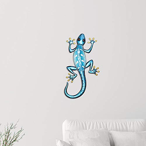huaqiang194 19”Metal Gecko Wall Decor Lizard Art Wall Decorations For Yard Fence Garden Home Outdoor Wall Sculptures Halloween Christmas Gifts