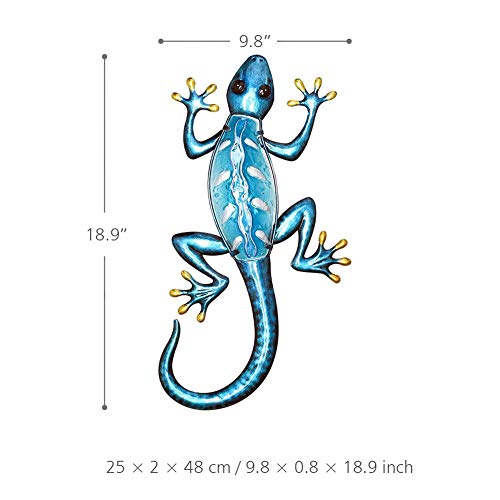 huaqiang194 19”Metal Gecko Wall Decor Lizard Art Wall Decorations For Yard Fence Garden Home Outdoor Wall Sculptures Halloween Christmas Gifts