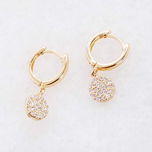 Humble Chic NY Pendientes Del Aro De Huggie - Círculo Pequeño Pave Encanto Cuelgan De La Ronda Gemelos Cz Espárragos Pequeño Cristal Gota Mini Creolen, Tono-dorado Círculo