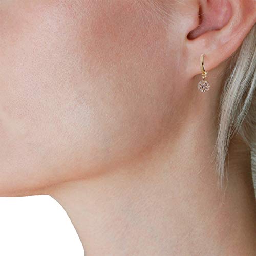 Humble Chic NY Pendientes Del Aro De Huggie - Círculo Pequeño Pave Encanto Cuelgan De La Ronda Gemelos Cz Espárragos Pequeño Cristal Gota Mini Creolen, Tono-dorado Círculo