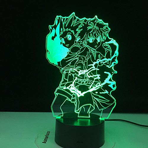 Hunter X Anime Led Night Light Killua Zoldyck Figura Nightlight,Cambio de color Batería USB Mesa Lámpara 3d Regalo