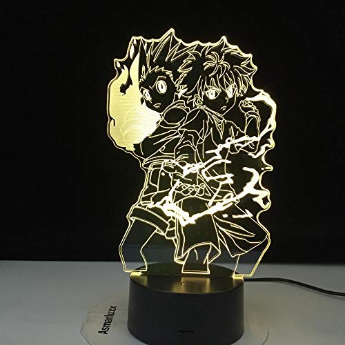 Hunter X Anime Led Night Light Killua Zoldyck Figura Nightlight,Cambio de color Batería USB Mesa Lámpara 3d Regalo