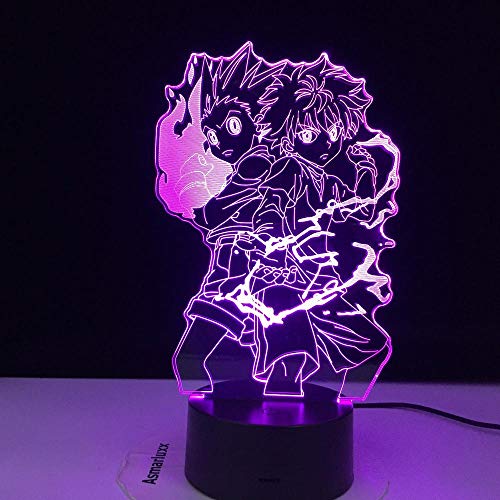 Hunter X Anime Led Night Light Killua Zoldyck Figura Nightlight,Cambio de color Batería USB Mesa Lámpara 3d Regalo