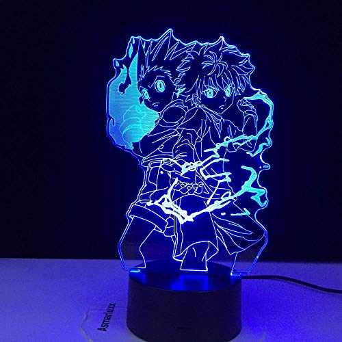 Hunter X Anime Led Night Light Killua Zoldyck Figura Nightlight,Cambio de color Batería USB Mesa Lámpara 3d Regalo