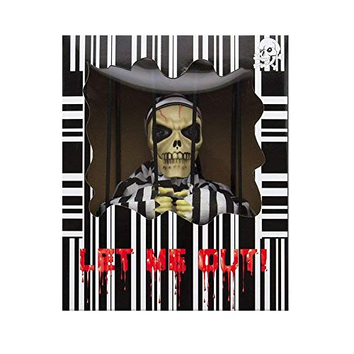 HXXXIN Fantasma Colgante De Halloween, Sensor De Movimiento Que Brilla Intensamente Hablando Esqueleto Prisionero Jaula Juguete De Decoración De Terror. Incrementa La Atmósfera De Terror.