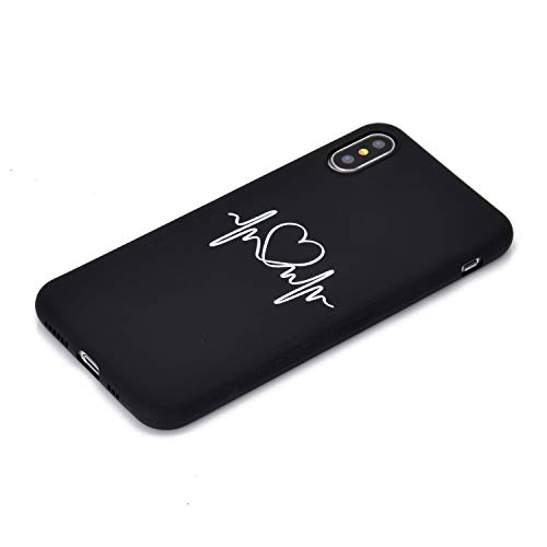 HYcase Estuche para iPhone X/XS, Funda Protectora de Funda de Negro Puro con Brillo de Silicona TPU Ultra Brillante y Creativa a Todo Color para iPhone X/XS- El Amor