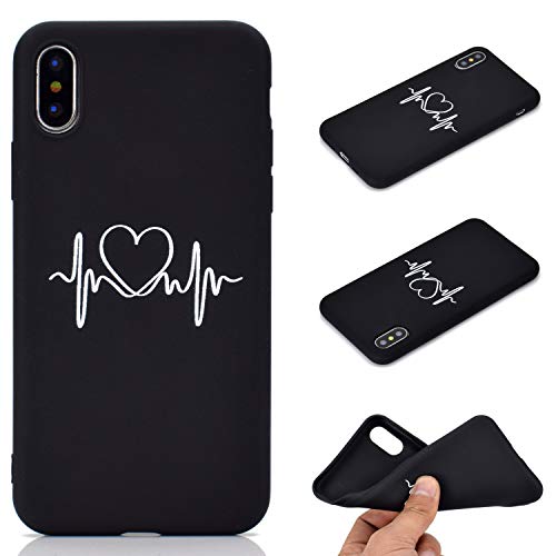 HYcase Estuche para iPhone X/XS, Funda Protectora de Funda de Negro Puro con Brillo de Silicona TPU Ultra Brillante y Creativa a Todo Color para iPhone X/XS- El Amor