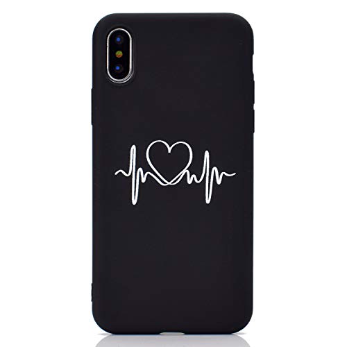 HYcase Estuche para iPhone X/XS, Funda Protectora de Funda de Negro Puro con Brillo de Silicona TPU Ultra Brillante y Creativa a Todo Color para iPhone X/XS- El Amor