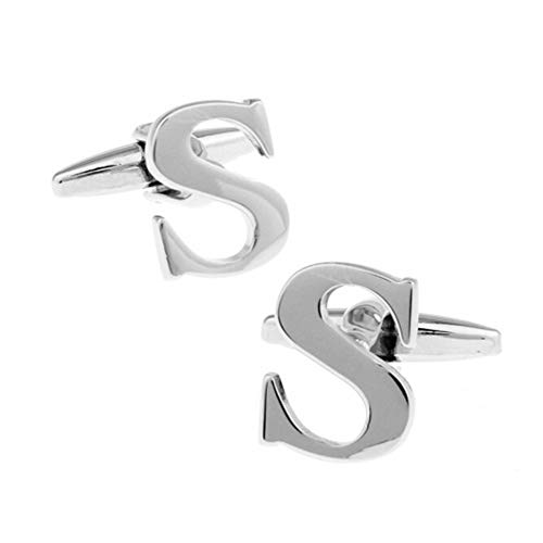 HYX 26 Series de la Letra Gemelos Manga de Plata Nails Camisa Francesa Hombres Gemelos de Negocios Accesorios de la Camisa Joyería de los Hombres (Color : S)