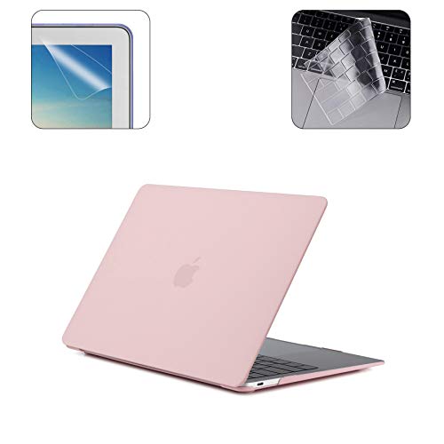i-Buy 3 en 1 Funda Dura Compatible para Apple Macbook 12 pulgadas con Retina Display(Modelo A1534) - Cubierta de plástico Duro, Cubierta de Teclado y Protector de Pantalla - Cuarzo Rosa