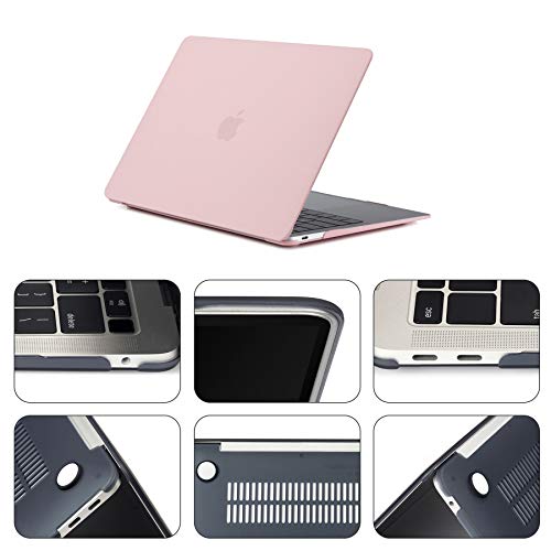 i-Buy 3 en 1 Funda Dura Compatible para Apple Macbook 12 pulgadas con Retina Display(Modelo A1534) - Cubierta de plástico Duro, Cubierta de Teclado y Protector de Pantalla - Cuarzo Rosa