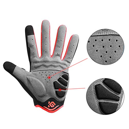 I Kua Fly Guantes Ciclismo Antideslizante Pantalla Táctil Guantes MTB para Hombre Mujer Gel Almohadilla Guantes de Bicicleta MTB Bici (Rojo, L)