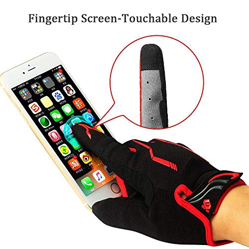 I Kua Fly Guantes Ciclismo Antideslizante Pantalla Táctil Guantes MTB para Hombre Mujer Gel Almohadilla Guantes de Bicicleta MTB Bici (Rojo, L)