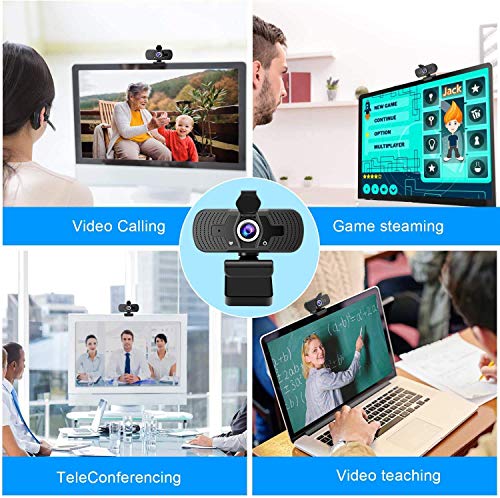 iAmotus Webcam 1080P Full HD con Micrófono Incorporado y Cubierta de Privacidad Cámara Web Mini USB Plug Play Webcam para Video Chat y Grabación, Compatible con PC Windows, Computadora Mac (Negro)