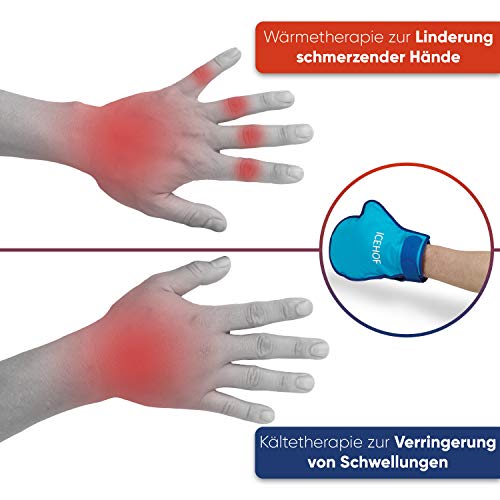 ICEHOF Guantes de enfriamiento [2x] Material suave - Terapia de frío y calor para manos, dedos con Quimioterapia y Reumatismo Hipertermia