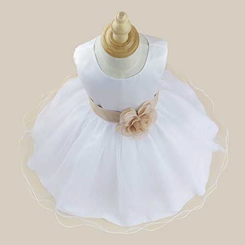 IEFIEL Vestido de Princesa Niña Tutú Vestido Blanco de Fiesta Boda Bautizo Vestido Dama de Honor para Niñas Vestido de Flores Cumpleaños Princesa Elegante 2 Años-14 Años Beige Oscuro 12 años