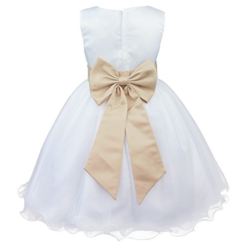 IEFIEL Vestido de Princesa Niña Tutú Vestido Blanco de Fiesta Boda Bautizo Vestido Dama de Honor para Niñas Vestido de Flores Cumpleaños Princesa Elegante 2 Años-14 Años Beige Oscuro 12 años