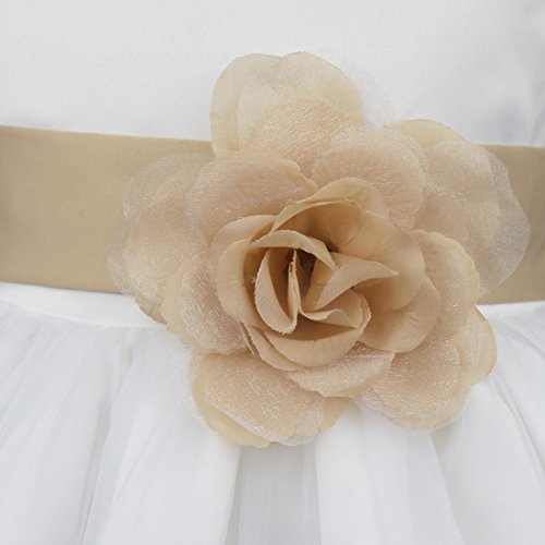 IEFIEL Vestido de Princesa Niña Tutú Vestido Blanco de Fiesta Boda Bautizo Vestido Dama de Honor para Niñas Vestido de Flores Cumpleaños Princesa Elegante 2 Años-14 Años Beige Oscuro 12 años