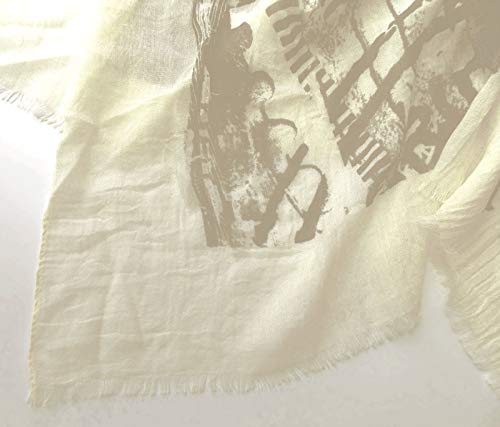 if she Bufanda de tela para mujer XXL de viscosa con estrellas de pequeños tachuelas en color liso beige, color:crema