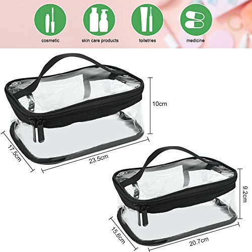 IGRMVIN 2 PCS Bolsa de Cosméticos Transparente Neceser con Cremallera de PVC Bolsa de Lavado Impermeable para Viaje Bolsa de Aseo Portátil para Almacenamiento Neceseres para Maquillaje de 2 Tamaños