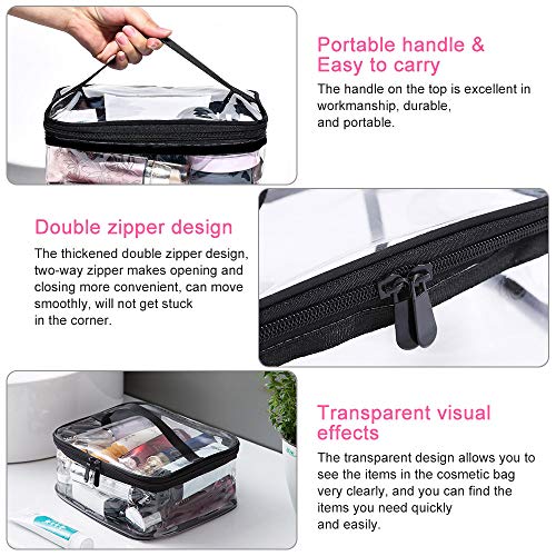 IGRMVIN 2 PCS Bolsa de Cosméticos Transparente Neceser con Cremallera de PVC Bolsa de Lavado Impermeable para Viaje Bolsa de Aseo Portátil para Almacenamiento Neceseres para Maquillaje de 2 Tamaños