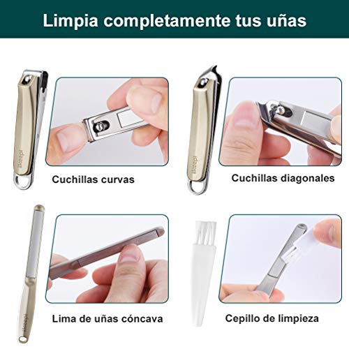 ikeepi Cortaúñas x2- Profesional Acero Inoxidable, 2 Acero Inoxidable Alicates Cortadoras de Uñas y 1 Lima de Uñas para Manos y Pies, Juego de Cortauñas para Hombres y Mujeres