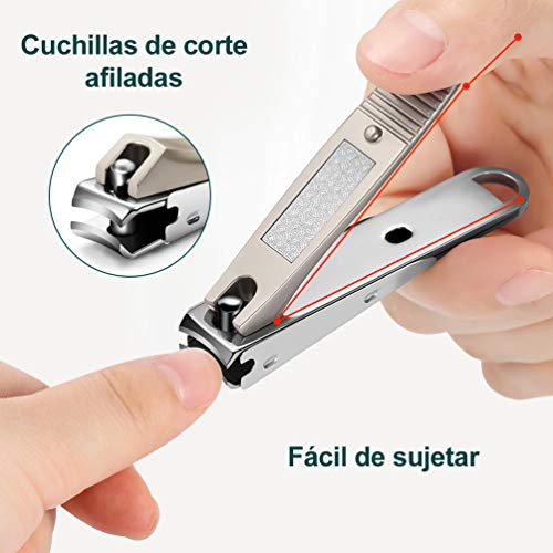 ikeepi Cortaúñas x2- Profesional Acero Inoxidable, 2 Acero Inoxidable Alicates Cortadoras de Uñas y 1 Lima de Uñas para Manos y Pies, Juego de Cortauñas para Hombres y Mujeres