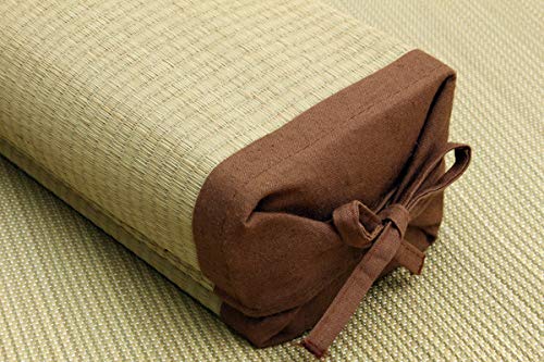 IKEHIKO - Almohada japonesa tradicional hecha de hierba natural Igusa Rush Altura ajustable 40 x 15 cm, fabricada en Japón marrón