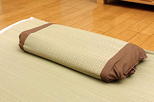 IKEHIKO - Almohada japonesa tradicional hecha de hierba natural Igusa Rush Altura ajustable 40 x 15 cm, fabricada en Japón marrón