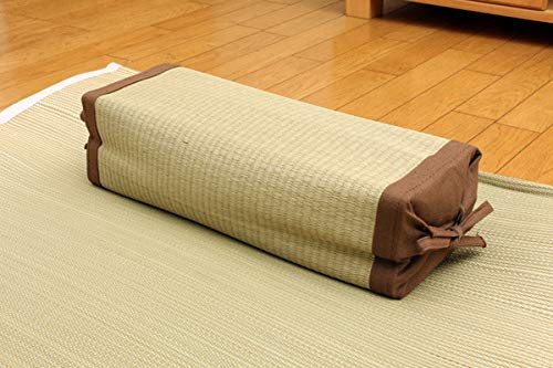 IKEHIKO - Almohada japonesa tradicional hecha de hierba natural Igusa Rush Altura ajustable 40 x 15 cm, fabricada en Japón marrón