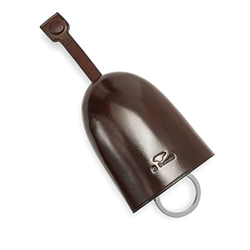 IL BUSSETTO Estuches de Llaves Diseño de Campana con Cordón Hecho a Mano en Cuero Curtido Vegetal y Logo Impreso en el Exterior. (Darkbrown)
