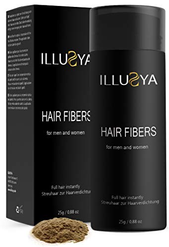 ILLUSYA® Hair Fiber - Caída del cabello - Fibras capilares para el engrosamiento del cabello. marca de primera calidad. Cabello completo en segundos. 25g (RUBBIO OSCURO)