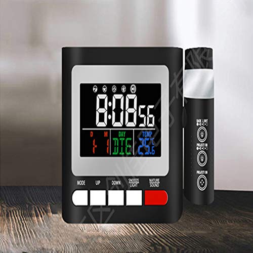 ILS Despertador Digital LED FM Radio Despertador Proyección con Doble Función Repetición Despertador Carga USB con Función Repetición Tiempo Proyector