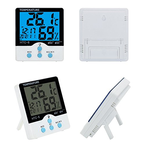 ILS HC-17 Higrómetro digital de alta precisión Termómetro Despertador con gran pantalla retro LCD